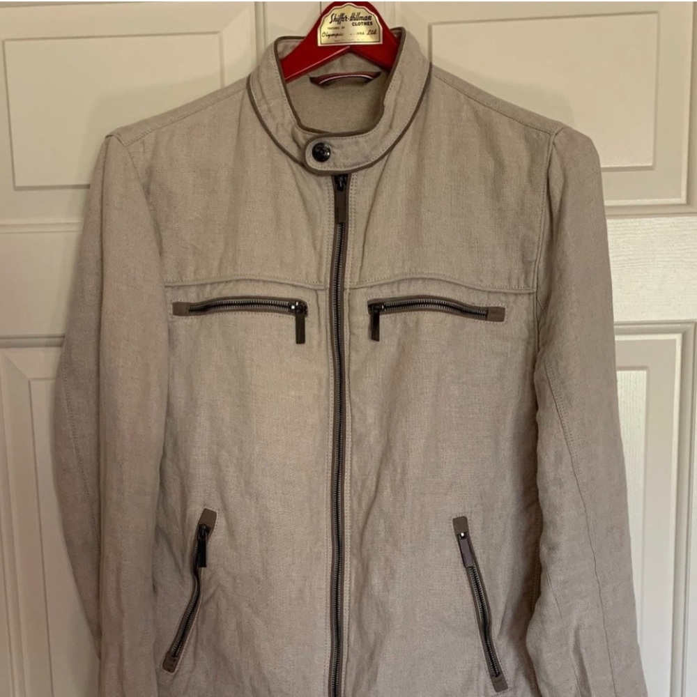 Zara Linen Moto Cafe Racer Jacket  Size: US M
